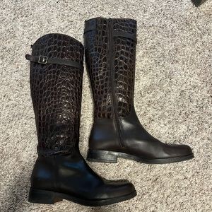 Clarks dark brown leather knee high boots size 9